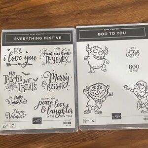 Stampin' Up! Everything Festive & Boo To You Cling Stamps - Black and White